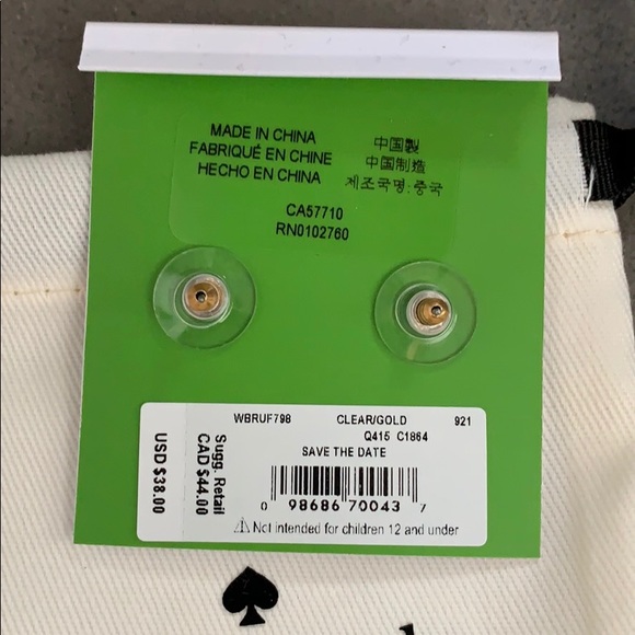 NWT Kate spade clear gold oval stud earrings - Picture 3 of 5